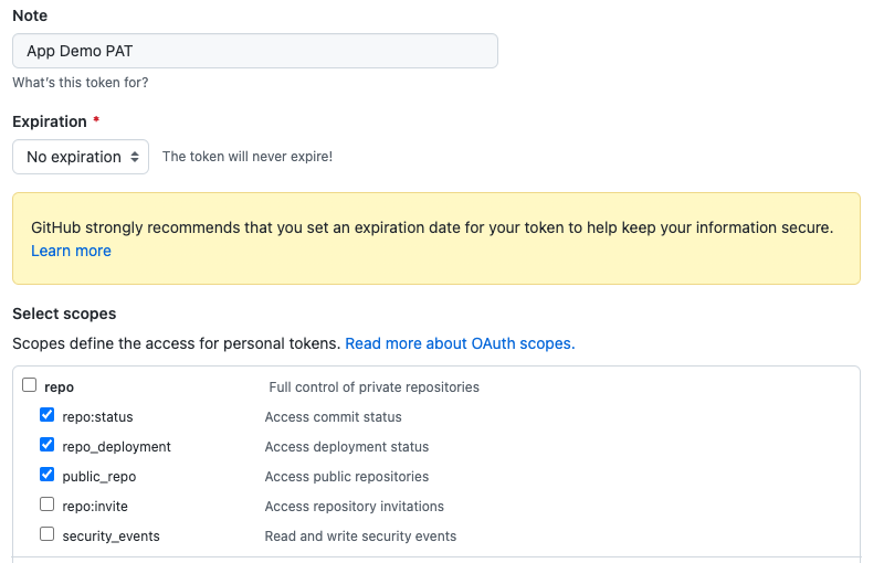 example personal access token